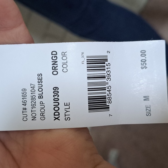 NY Collection Orange Gold Detail Long Sleeve Blouse. Size M NWT - Picture 7 of 9